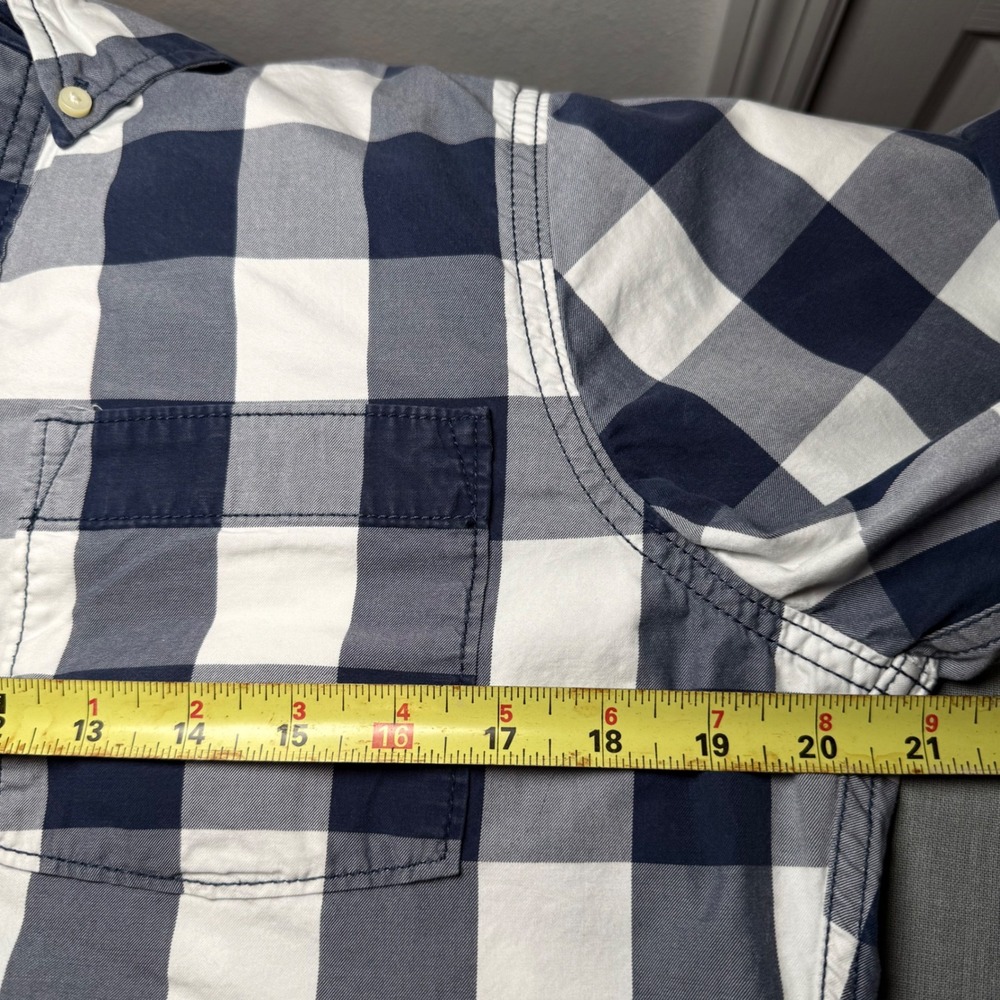 Abercrombie & Fitch Mens Muscle Fit Buffalo Check Button Down Shirt Navy Blue M - Picture 5 of 10